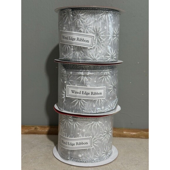 Jumbo Of 3 Ribbon 2.5in X 30 Ft Wired Edge - Picture 4 of 6